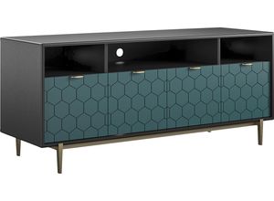 5711950383987 - Lowboard COSMOLIVING BY COSMOPOLITAN Olivia Sideboards Gr B H T 1515 cm x 65 cm x 51 cm blau (blau schwarz) Lowboards für TVs bis 6545 kg Kabeldurchführung Breite 1515 cm Höhe 65 cm