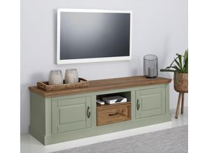 5711950479925 - Lowboard HOME AFFAIRE Selma Sideboards Gr B H T 160 cm x 50 cm x 45 cm 1 St grün (salbei grün gebeizt) TV-Kommode Breite 160 cm 1 Schubkasten 2 Türen