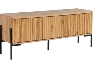 5711950518259 - Lowboard HOME AFFAIRE Valloire Sideboards Gr B H T 131 cm x 55 cm x 38 cm braun (eichefarben) Lowboards Push-to-open Funktion Gestell aus Metall schwarz