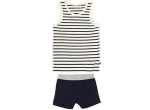 5712672952130 - - Unterwäsche-Set STRIPED BAMBOO BOY 2-teilig in weiß marine Gr140