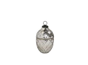 5712750200283 - Chic Antique Kerze im Glasei mit Diamanten Muster H125 D9 cm antique silber