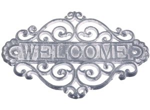 5712750274123 - Chic Living Metallschild »Schild Welcome antique Grau«