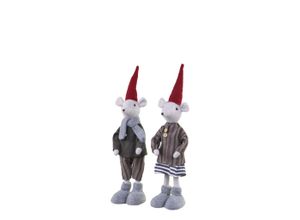 5712750323081 - Chic Antique 2 Weihnachtsmäuse stehend Asger & Agnes H38cm grau