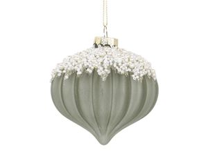 5712750341290 - Chic Antique Weihnachtskugel mit Perlen Ø8 cm verte