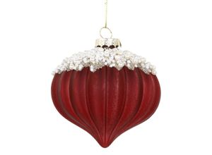 5712750341306 - Chic Antique Weihnachtskugel mit Perlen Ø8 cm cherry