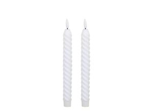 5712750342440 - Chic Antique Stabkerze LED gedreht 2er H245 Ø 2 cm weiß