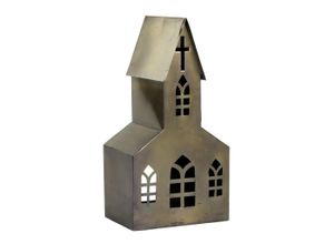 5712750344628 - Chic Antique Lichthaus Kirche aus Metall H35 L18 B12 cm antique messing