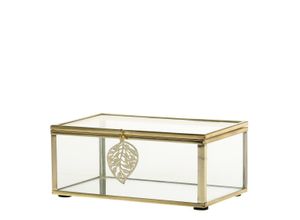 5712750359639 - Chic Antique Box aus Glas mit Blattdekor Höhe 6 Länge 145 Breite 9 cm