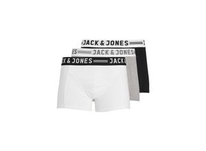 5712833644188 - JACK & JONES Trunks SENSE TRUNKS 3-PACK NOOS Light Grey Melange BLACK & WHITE Unifarben Grau - Gr XL