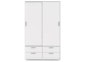 5713035052214 - Ebuy24 - Line Kleiderschrank Schiebetürenschrank mit 2 Türen und 4 Schubladen weiss