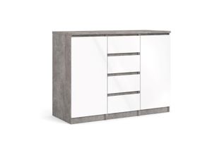 5713035053983 - Nada Sideboard 2 Türen und 4 Schubladen beton dekorweiss hochglanz - Beton Dekor