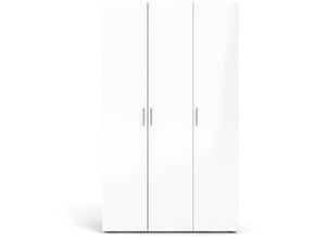5713035067966 - Petra Kleiderschrank mit 3 Türen  eiche dekorweiss hochglanz - Eiche Dekor
