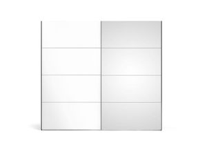 5713035074476 - Veto Schiebetürenschrank B243 cm 1 Tür und 1 Spiegeltür matt schwarz und weiß hochglanz - Schwarz