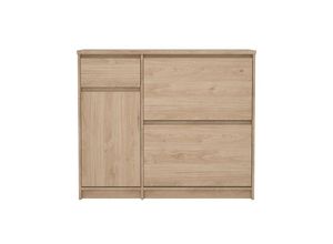 5713035082112 - Schuhschrank HOME AFFAIRE Naia Schuhaufbewahrung Schuhkommode Schuhregal Garderobenschrank Schränke Gr B H 1089 cm x 929 cm braun (jackson hickory) Schuhschränke mit 2 Klappen und 1 Tür Schublade Breite 109 cm