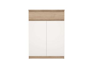 5713035082259 - Schuhschrank HOME AFFAIRE Naia Schuhaufbewahrung Schuhkommode Schuhregal Garderobenschrank Schränke Gr B H 804 cm x 1113 cm 2 St weiß (jackson hickory weiß) Schuhschränke mit 2 Türen und 4 Einlegeböden 1 Schublade Breite 80 cm