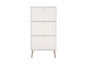 5713035085335 - Schuhschrank ANDAS Bodo Schuhkipper Schuhregal weiß Schränke B H T 703cm x 1393cm x 241cm Spanplatte Breite 70 cmca 18 Paar Schuhe 3 Klappen Beine Griffe Massivholz B703cm H1393cm T241cm