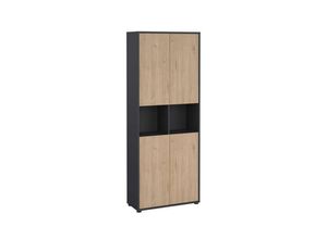 5713035088145 - Regal HOME AFFAIRE Sign Ablageregal Aktenregal Bücherregal Standregal Wandregal Regale Gr B H T 796 cm x 2047 cm x 343 cm 6 St grau (matt grau jackson hickory) Home Affaire hoch 4 Einlegeböden Türen Höhe 200 cm Breite 80 cm