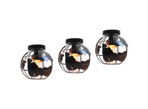 5713310843780 - Axhup - Deckenleuchte Kugel Deckenlampe im Ø20cm Globus Design Industrielle Kronleuchter mit Eisen Käfig für Wohnzimmer Schlafzimmer Flur Schwarz