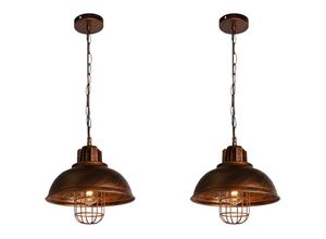 5713310848228 - Axhup - 2er Pendelleuchte Vintage Metall Kronleuchter im Industrielle Stil Kette Hängelampe mit Ø33cm Dome Lampenschirm für Wohnzimmer Schlafzimmer