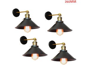 5713310861081 - 4 Stück Wandleuchte im Vintage-Stil Industri 240° Verstellbare Wandlampe Wandstrahler Licht mit Ø26cm Lampenschirm für Wohnzimmer Schlafzimmer