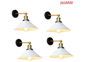 5713310861272 - 4 Stück Wandleuchte im Vintage-Stil Industri 240° Verstellbare Wandlampe Wandstrahler Licht mit Ø26cm Lampenschirm für Wohnzimmer Schlafzimmer