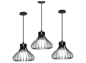 5713310867236 - Axhup - Pendelleuchte Ø23cm Kürbis Form Hängelampe im Industri Stil Kronleuchter mit Käfig aus MetAlles E27 Halter für Wohnzimmer Esszimmer Schwarz