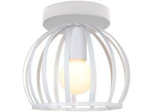 5713310885933 - Deckenleuchte Weiß Vintage Runden Deckenlampe mit Ø19cm Drahtkäfig Semi-Flush Mount Licht E27 Lampenfassung für Esszimmer Schlafzimmer Loft Bar Café