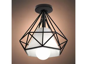 5713310888804 - Axhup - Deckleuchte Diamant Vintage Industriell Stil Deckenlampe mit Ø20cm Lampenschirm Innen E27 Fassung für Wohnzimmer Schlafzimmer Flur Schwarz