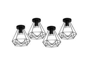 5713310893198 - Deckenleuchte Vintage Industri Diamant Deckenlampe mit Ø20cm Käfig Semi-Flush Mount Eisen Licht E27 Lampenfassung für Esszimmer Schlafzimmer Loft Bar