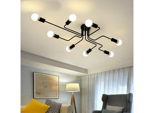 5713310896823 - Deckenleuchte Spinne Deckenlampe Industri Stil Semi-Flush Mount Licht mit E27 Lampenfassung für Flur Esszimmer Schlafzimmer - 8 Flammig Schwarz