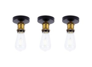 5713310908410 - 3x Industriell Deckenlampe mit Edison E27 Lampe Metall Vintage Retro Lüster für Schlafzimmer Wohnzimmer Dachgeschoss Korridor Schwarz & Antikes