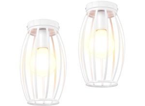 5713310911748 - Axhup - 2er Deckenleuchte 1 Flammig Deckenlampe mit Ø15cm Drahtkäfig Industraille Stil Edison Licht E27 Fassung für Wohnzimmer Esszimmer (Weiß)