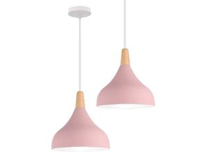 5713310924731 - Axhup - 2er Pendelleuchte 1 Flammig Hängeleuchte im Moderne Stil Kronleuchter mit Ø20cm Lampenschirm für Wohnzimmer Schlafzimmer Esszimmer (Rosa)
