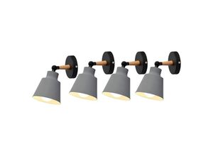 5713310925103 - 4er Wandleuchte Holz Moderne Wandlampe Innen mit Metall Lampenschirm Wandstrahler Art Licht Decor für Wohnzimmer Schlafzimmer (Grau) 5713310925103 - 4er Wandleuchte Holz Moderne Wandlampe Innen mit Metall Lampenschirm Wandstrahler Art Licht Decor für Wohnzimmer Schlafzimmer (Grau)