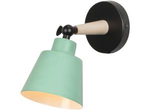 5713310926278 - Axhup - Wandleuchte Holz Moderne Wandlampe Innen mit Metall Lampenschirm Wandstrahler Art Licht Decor für Wohnzimmer Schlafzimmer (Grün)