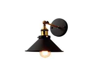 5713310927497 - Wandleuchte Vintage Industrielle Wandlampe aus Metall mit Ø22cm Lampenschirm für Schlafzimmer Wohnzimmer Esszimmer (Schwarz)