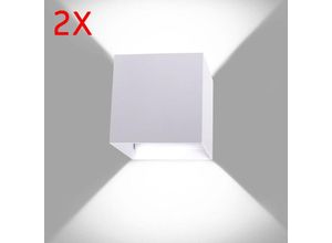 5713310927688 - 2er led Wandlampen 12W Aluminium Wandbeleuchtung Innen Einstellbarer Lichtstrahl Quadratische Lampe für Wohnzimmer Schlafzimmer (Weiß Kaltweiß)