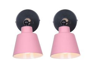 5713310928067 - Axhup - 2er Wandleuchte Holz Moderne Wandlampe Innen mit Metall Lampenschirm Wandstrahler Art Licht Decor für Wohnzimmer Schlafzimmer (Rosa)