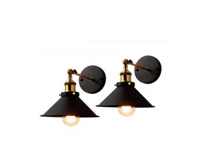 5713310928128 - Axhup - 2er Wandleuchte Vintage Industrielle Wandlampe aus Metall mit Ø22cm Lampenschirm für Schlafzimmer Wohnzimmer Esszimmer (Schwarz)