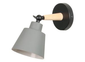 5713310929118 - Wandleuchte Holz Moderne Wandlampe Innen mit Metall Lampenschirm Wandstrahler Art Licht Decor für Wohnzimmer Schlafzimmer (Grau)