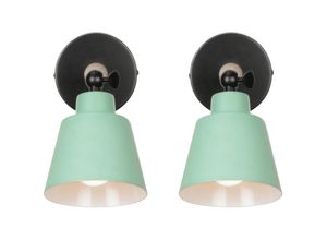 5713310930701 - Axhup - 2x 180° Verstellbar Wandleuchte Metall Hölzern E27 Wandlampe Nordisch Moderne Stil Deckenlampe für Schlafzimmer Bar Café Badezimmer Mattgrün