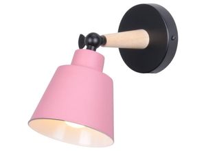 5713310931968 - Axhup - Wandleuchte Holz Moderne Wandlampe Innen mit Metall Lampenschirm Wandstrahler Art Licht Decor für Wohnzimmer Schlafzimmer (Rosa)