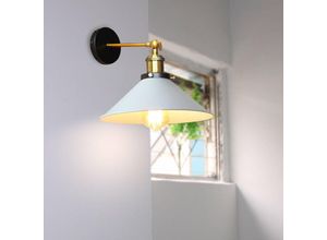 5713441026762 - Wandleuchte im Vintage-Stil Industri 240° Verstellbare Wandlampe Wandstrahler Licht mit Ø22cm Lampenschirm für Wohnzimmer Schlafzimmer (Weiß)