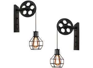 5713441040133 - Axhup - 2er Wandleuchte Innen Vintage Wandlampe mit Eisen Käfig Wall Beleutung im Stil Industrial für Wohnzimmer Schlafzimmer - Schwarz