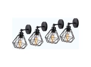 5713441051382 - Wandleuchte Vintage Industriale 180 Degree Einstellbar Wandlampe aus Metall mit Ø155cm Diamant-form Käfig für Schlafzimmer Wohnzimmer Esszimmer