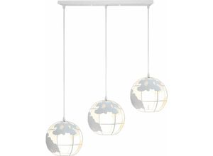 5713441567838 - Pendelleuchte Vintage Stil-Industri Hängeleuchten im Ø20 cm Globus Design Decken Lampe Kugel E27 für Wohnzimmer Esszimmer Flur Weiß - 3 Flammige