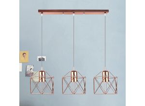 5713441675427 - Pendelleuchte Verstellbare 3 Flammig Hängelampe im Industri Design Art Lampe für Esszimmer Schlafzimmer (Roségold)