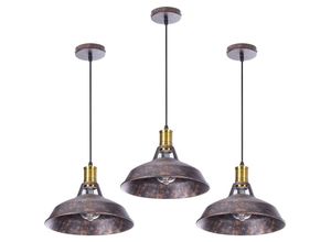 5713441705056 - Axhup - 3er Pendelleuchte Lampenschirm Vintage Hängelampe aus Metall Edisen E27 Lampe für Loft Esszimmer Wohnzimmer Flur (Rost)