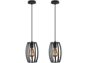 5713441759875 - Axhup - Pendelleuchte 1 Flammig Hängelampe mit Ø15cm Drahtkäfig Industraille Stil Kronleuchter Edison E27 Fassung für Wohnzimmer Esszimmer Schwarz
