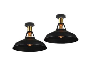 5713441879979 - Axhup - Deckenlampe 27cm Deckenleuchte Industriell Vintage Eisen Lampenschirm Schwarz Lampe für Flur Balkon Treppe - 2 Pack